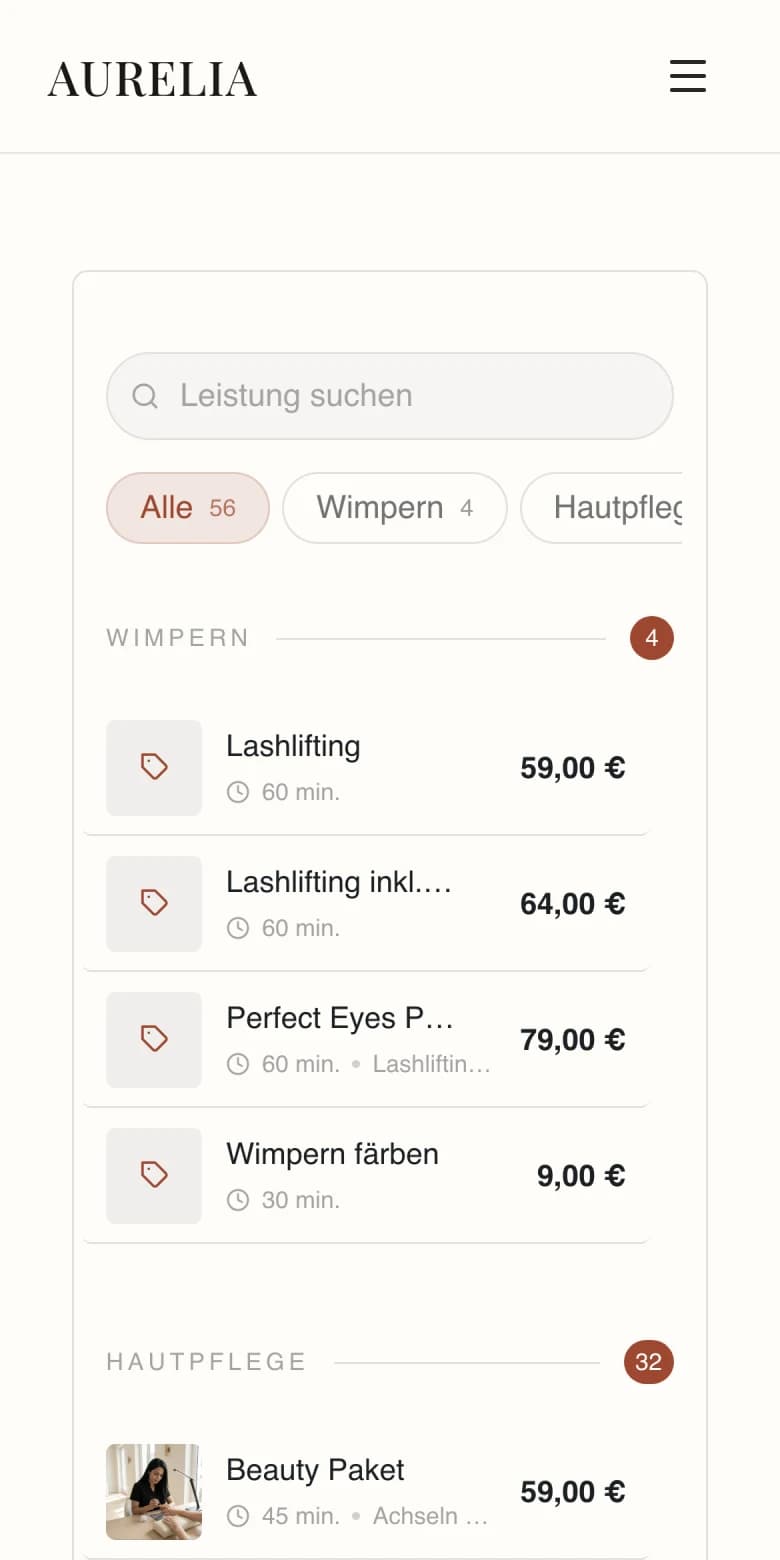 Das komplette Widget auf dem Handy