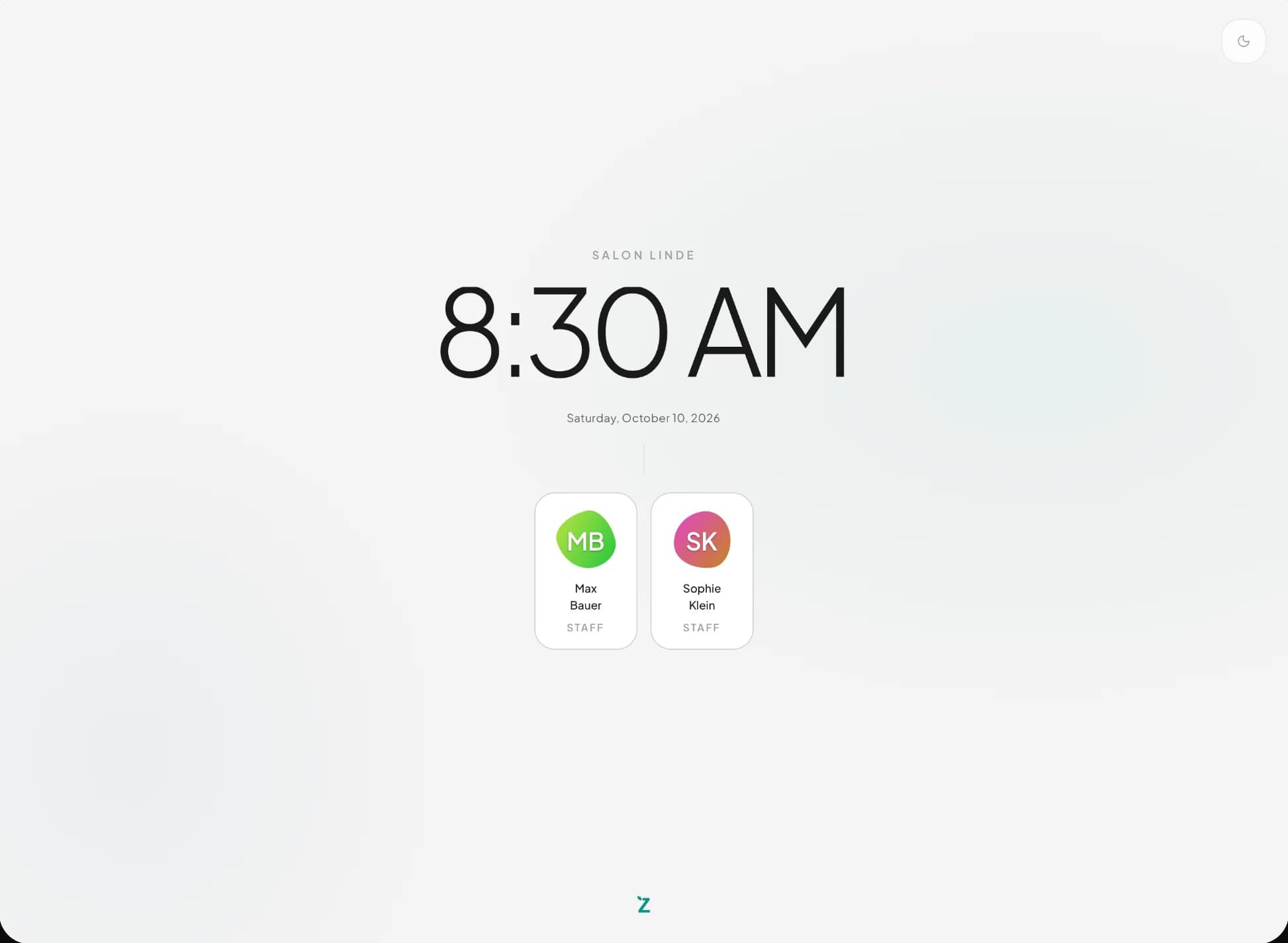 Lock screen with the time and the people at this location