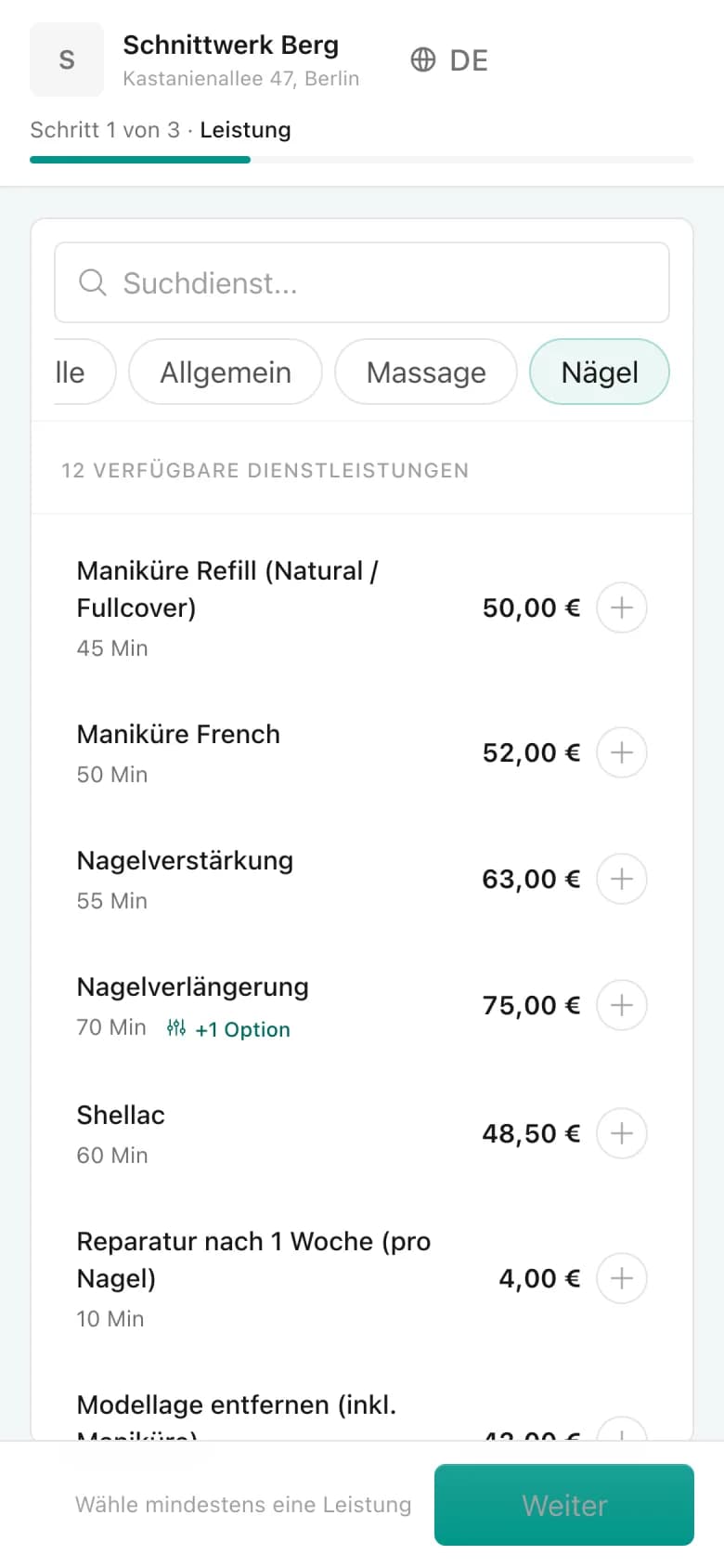 Online booking on a smartphone